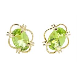 Pair of 9ct gold single stone peridot stud earrings