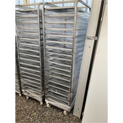 Stainless steel commercial tray rack trolley, 18 racks complete with 18 aluminium trays, tray size 66cm x 46 cm - THIS LOT IS TO BE COLLECTED BY APPOINTMENT FROM DUGGLEBY STORAGE, GREAT HILL, EASTFIELD, SCARBOROUGH, YO11 3TX