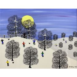 Gordon Barker (British 1960-): 'Out in the Moonlight', acrylic on paper signed and dated 2...