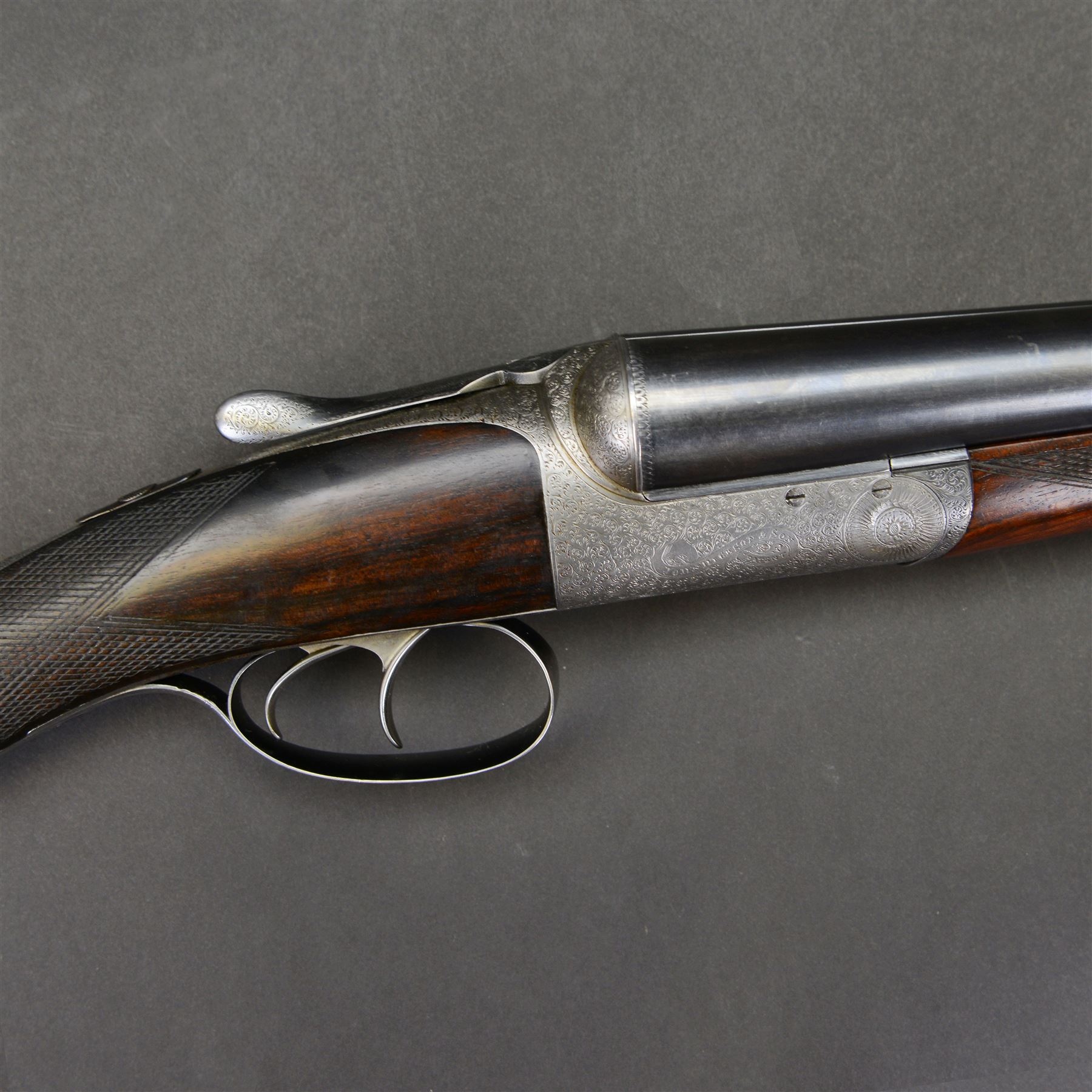 SHOTGUN CERTIFICATE REQUIRED - John Dickson & Son, 12 bore, round-action trigger plate ejector, side by side double barrel shotgun with 71cm (28