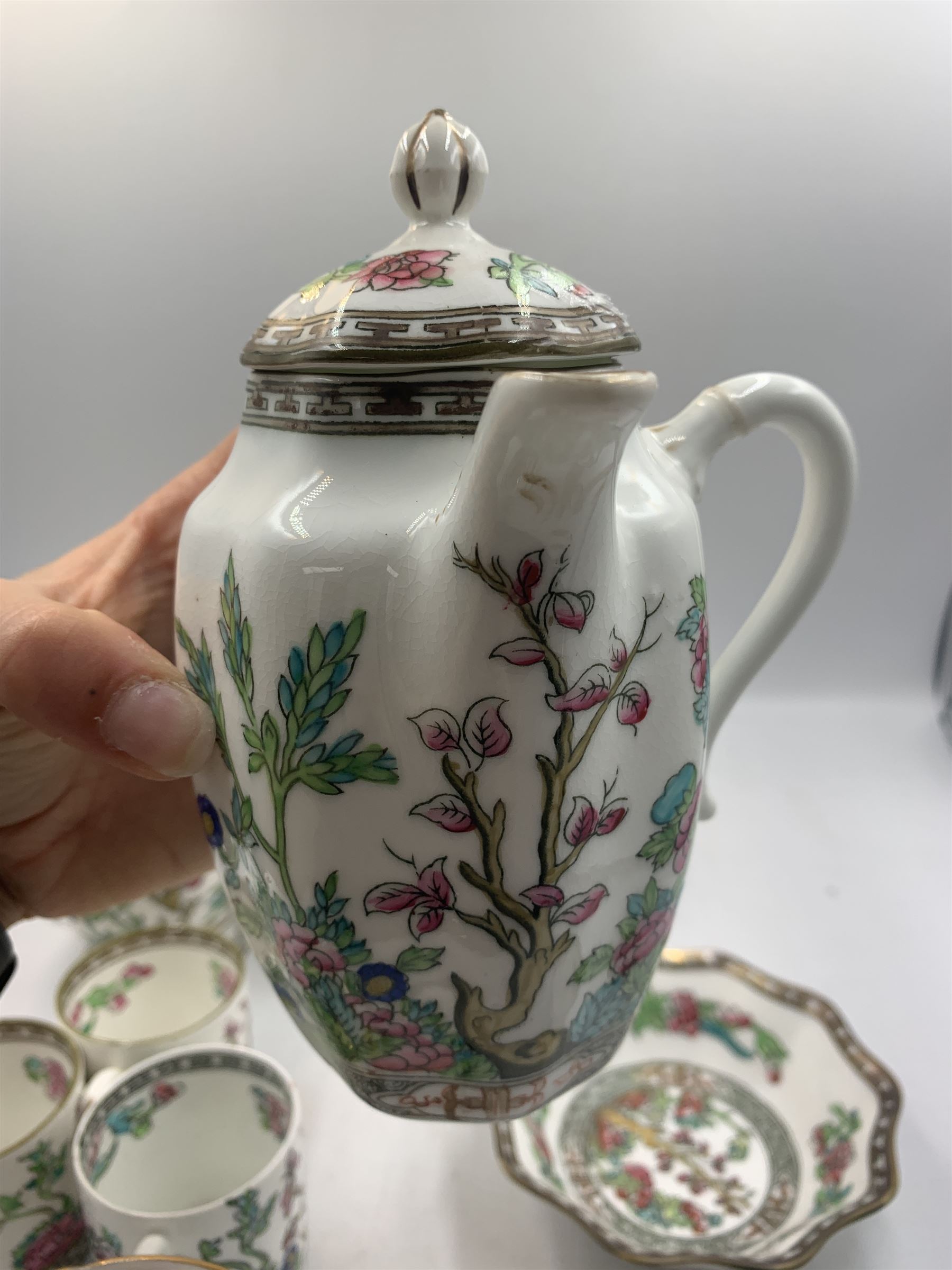 Coalport Indian Tree pattern  coffee service including side pouring coffee pot, five coffee cans and saucers etc approx 20 pieces