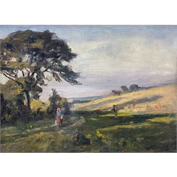 William Greaves (British 1852-1938): 'Evening - Scholes near Leeds', oil on board signed, titled verso with artist's Leeds address 21cm x 29cm