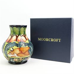 Moorcroft limited edition baluster form vase, decorated in the Wybunbury Moss pattern by Kerry Goodwin, no. 20/25, signed and dated 2016, H16cm, boxed