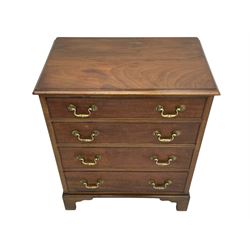 Small Georgian and later mahogany chest, moulded rectangular top over four long cock-beaded drawers, on bracket feet