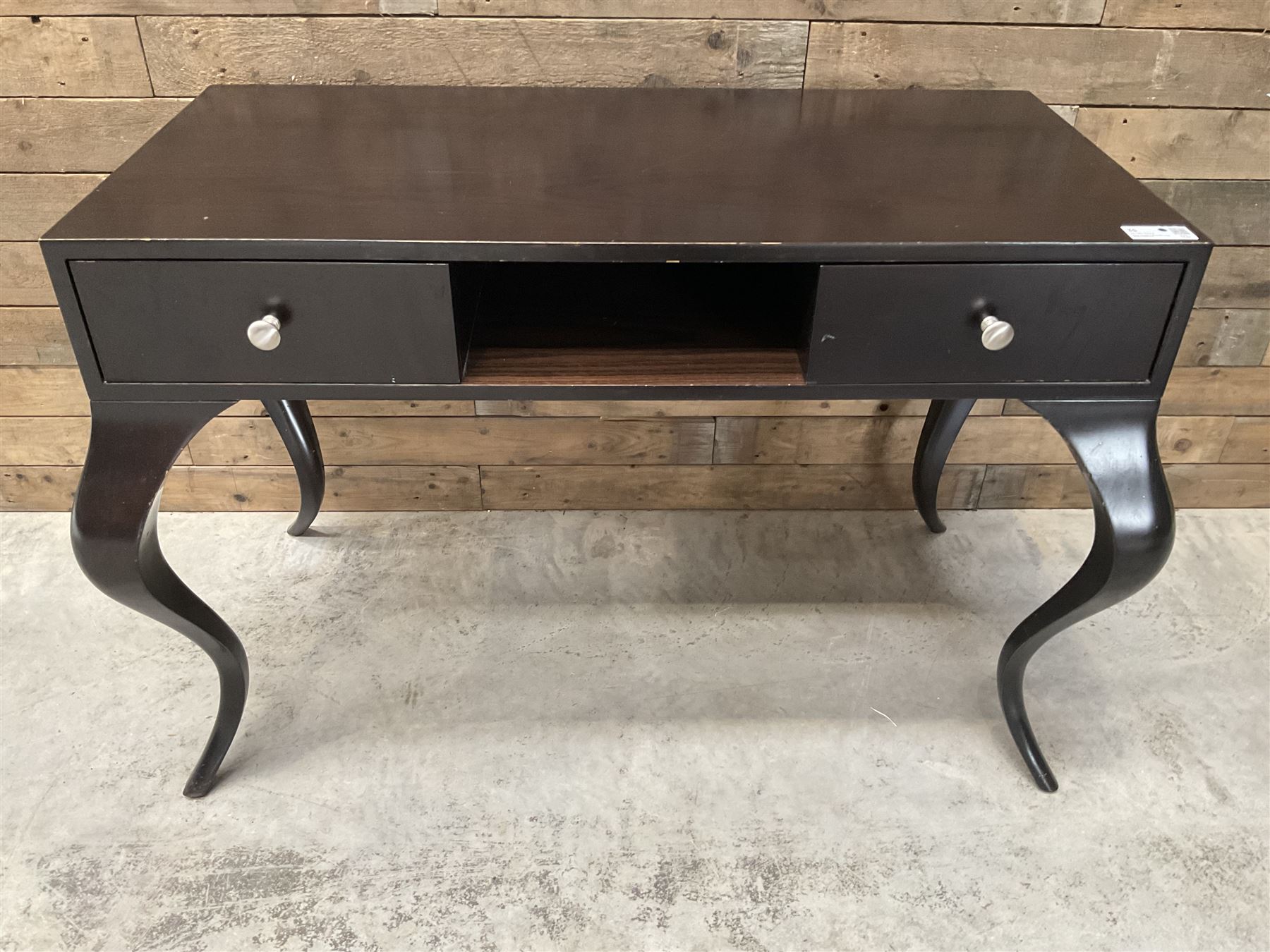 Rosewood finish console dressing table, fitted with two soft-close drawers