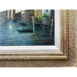 Italian School (20th Century): Venetian Canal, oil on panel indistinctly signed 19cm x 39cm 