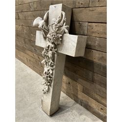 20th century marble crucifix, set with peace dove and wreath