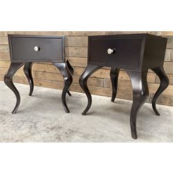 Pair of rosewood finish bedside chests