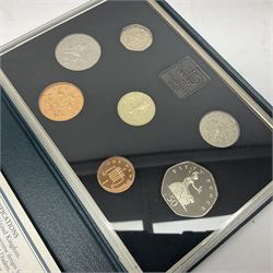 Ten The Royal Mint United Kingdom proof coin collections, dated 1983, 1984, 1985, 1986, 1987, 1992, 1994, two 1997 and 1998 all in blue folders with certificates