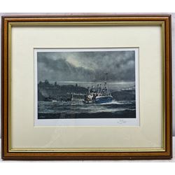 Jack Rigg (British 1927-2023): 'MFV George Weatherill off Whitby', two prints, signed and titled verso 14cm x 20cm and 27cm x 40cm (2)