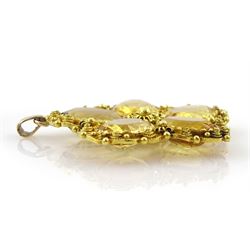 Gold five stone oval citrine flowerhead pendant