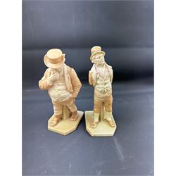 Two Royal Worcester blush ivory figurines, comprising Irish Man and John Bull, both with printed mark beneath, H18cm