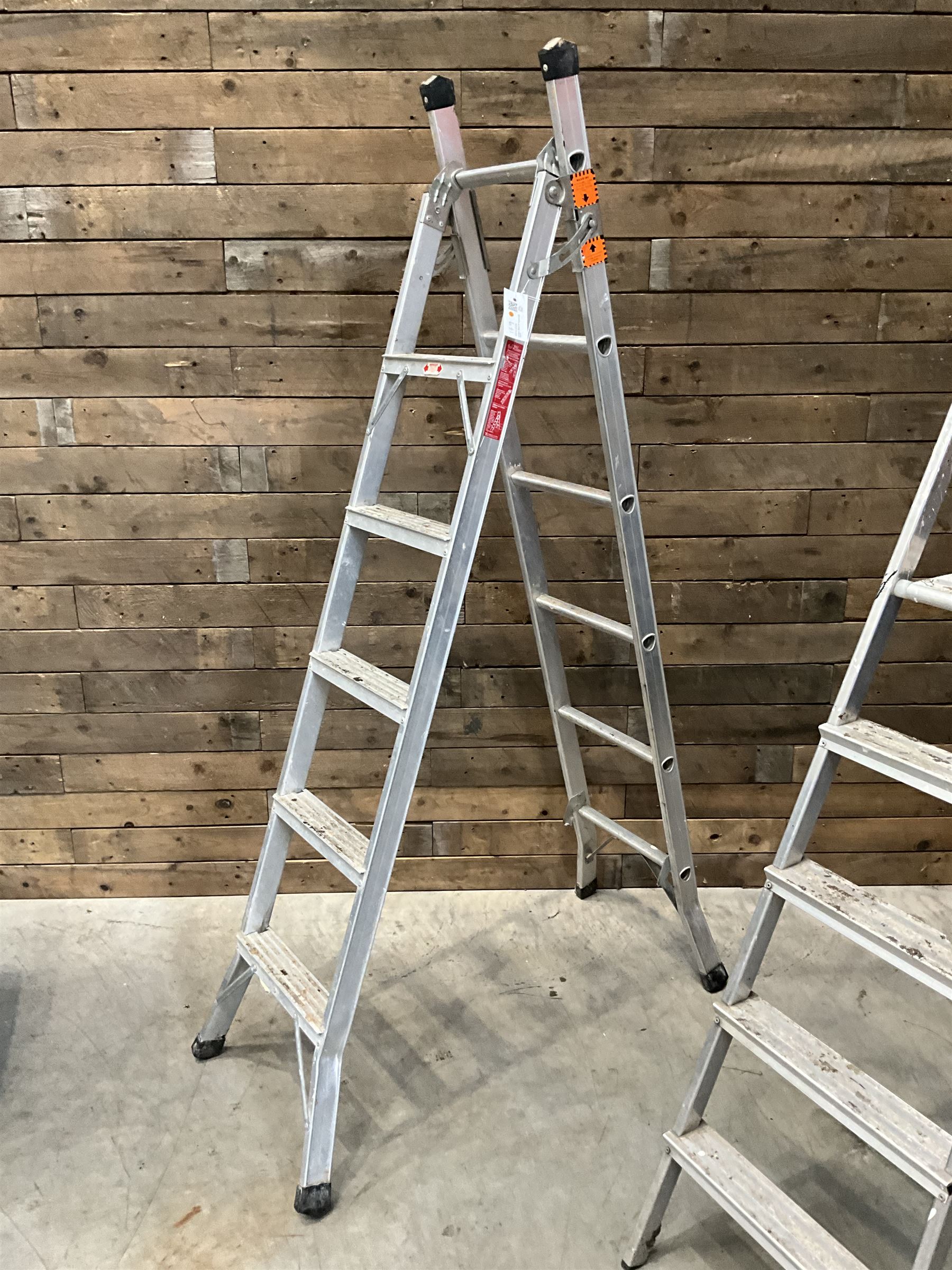 Aluminium extending multi step ladders, and a pair of step ladders