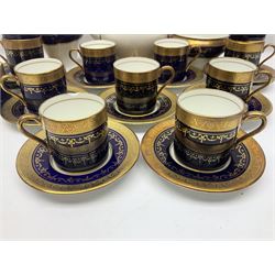 Aynsley Georgian Cobalt pattern coffee service, pattern no 7348, comprising twelve coffee cans and saucers, coffee pot, open sucrier and milk jug, all with printed mark beneath