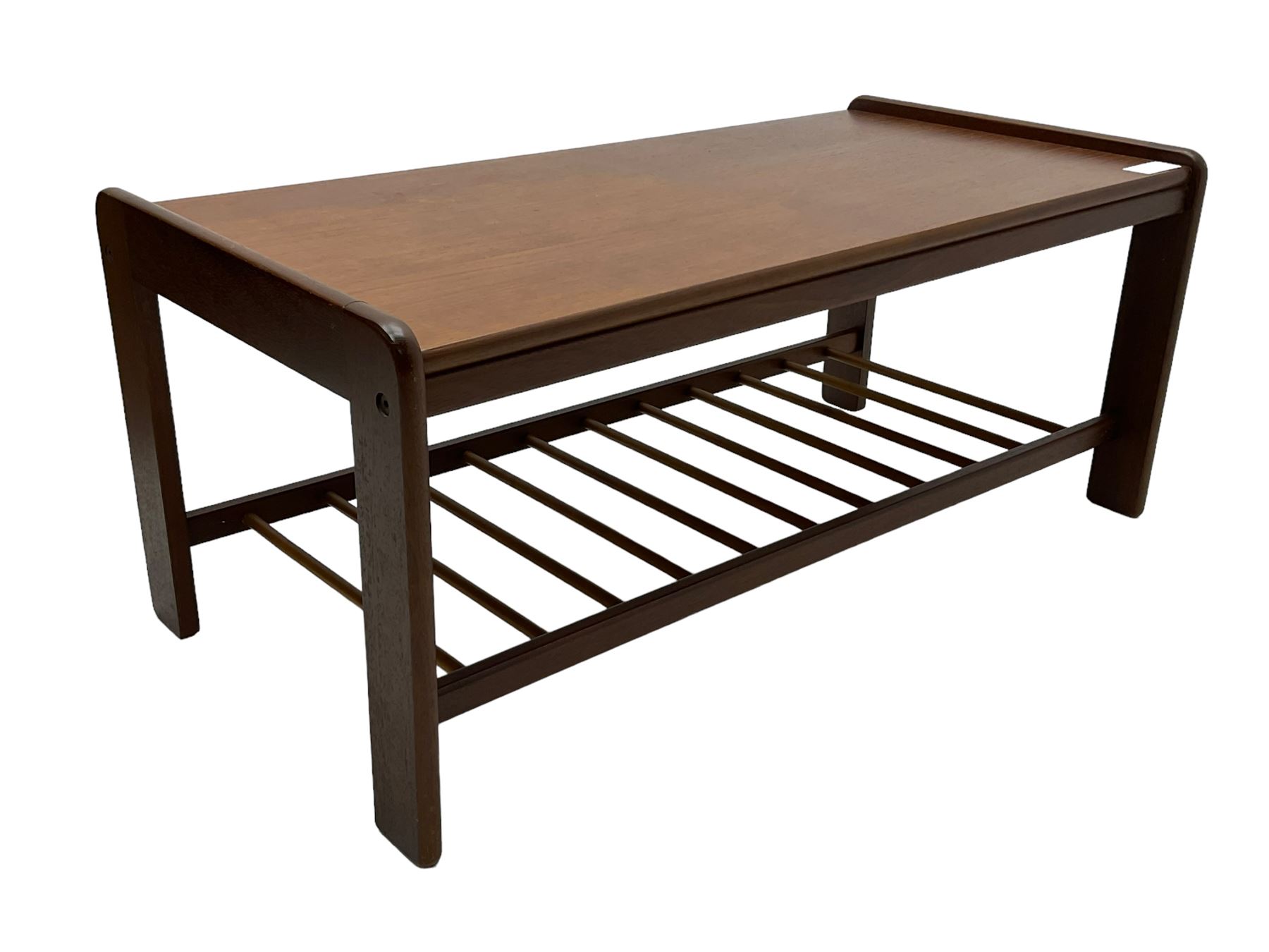 Mid-20th century teak coffee table, rectangular top over undertier 