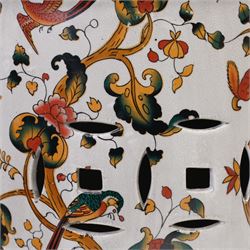 Chinese ceramic garden seat, decorated with forest scenery, with birds and deer, H45cm