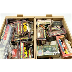 Scalextric - nineteen slot-racing models, predominantly by Scalextric, some for spares or repair, including racing cars, rally cars, Minis, vintage car, saloon cars etc, predominantly in distressed boxes; together with quantity of empty and part boxes