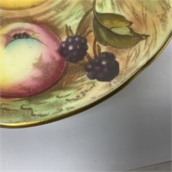 Pair Aynsley Orchard Gold pattern teacups and saucers with gilt interior 