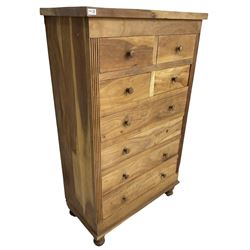 Hardwood chest, fitted with four short and four long drawers