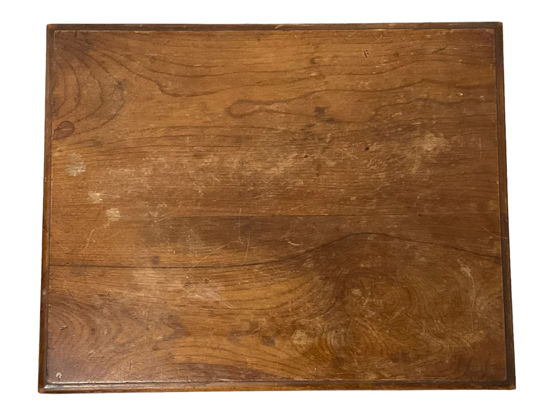 Late Victorian walnut nest of three tables, rectangular top with moulded edge, raised on reeded and turned urn shaped supports with acanthus leaf carving and square feet