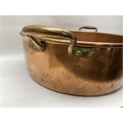 Large Victorian copper twin handled jam or preserve pan, not including handles H18cm D53cm