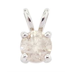 18ct white gold round brilliant cut diamond pendant, diamond approx 0.75 carat