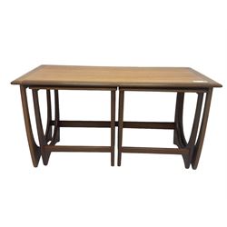 G-Plan - teak 'Astro' long-john nest of three tables, large rectangular coffee table and two square nesting tables