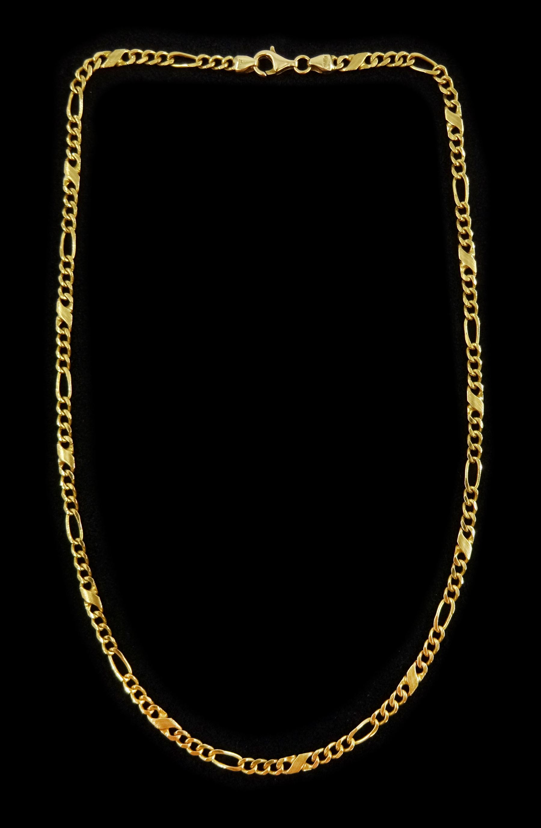 9ct gold Infinity and Figaro link chain necklace, stamped 375