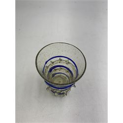 Early Venetian cup, possibly 17th century, of tapering form with trailing glass decoration, H8cm