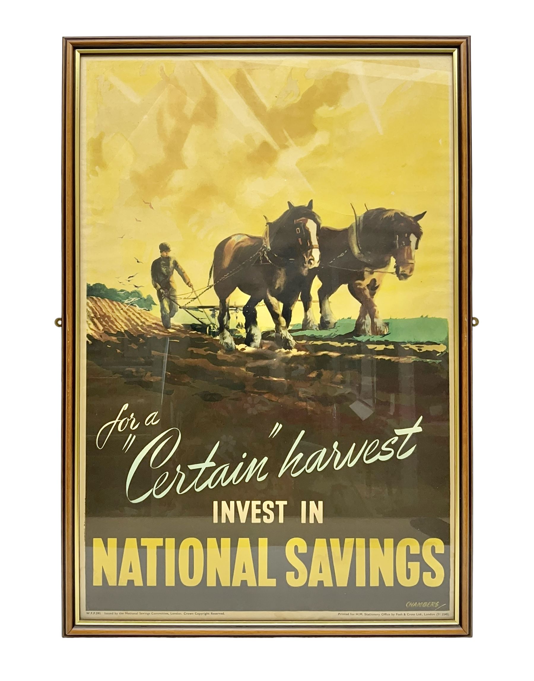 For A Certain Harvest Invest in National Savings, designed by Chambers, framed, H80cm,