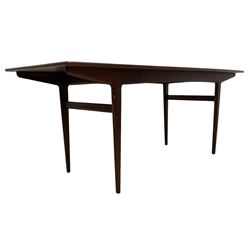 John Herbert for A Younger - mid-20th century teak dining table, curved rectangular top on tapering supports 