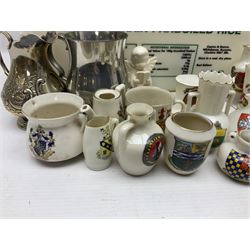 Collection of crested ware, including pieces by W.H.Goss, silver plated items and other ceramics
