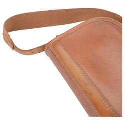 Brady brown leather cartridge bag on a canvas strap, together with another cartridge bog with a Croots leather and canvas strap