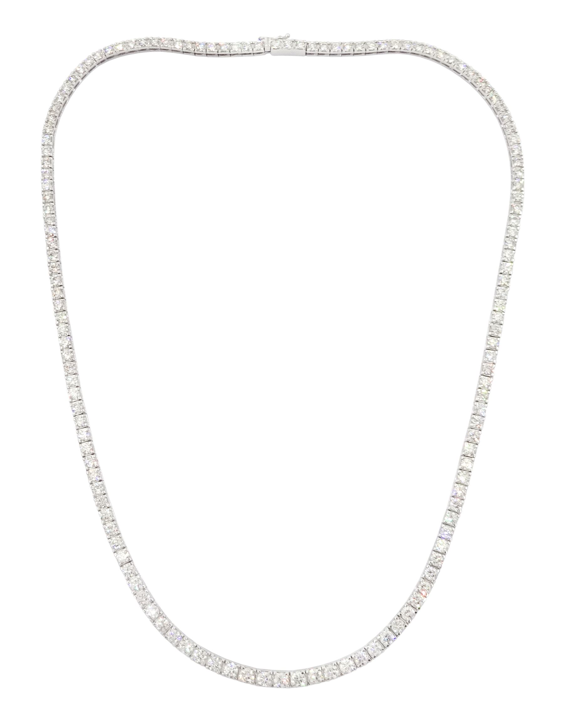 18ct white gold graduating round brilliant cut diamond necklace, stamped, total diamond weight approx 11.35 carat