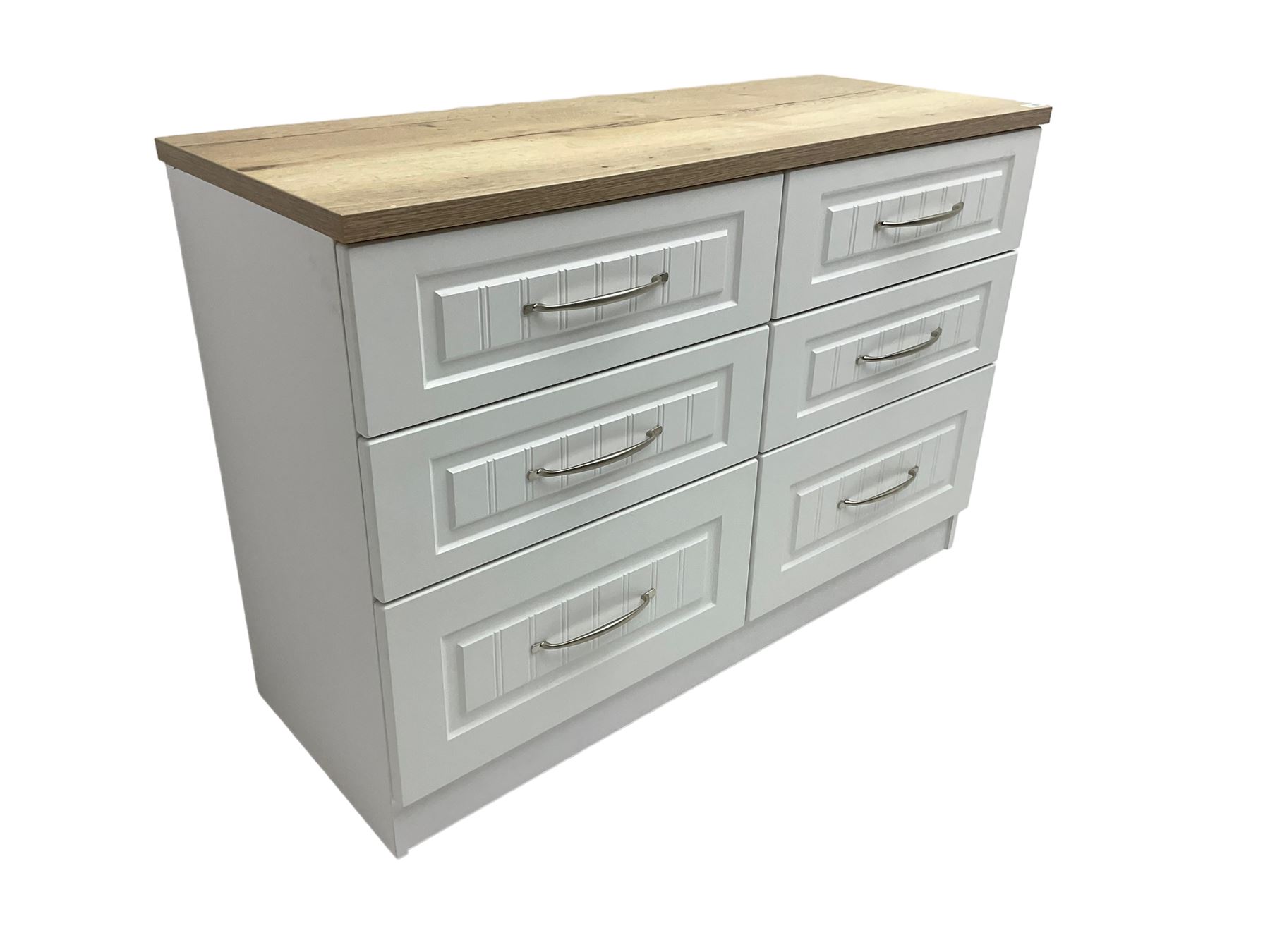 Oak and white finish six drawer chest 