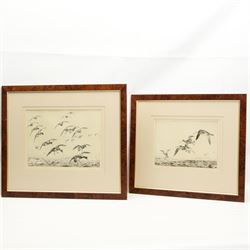 Winifred Marie Louise Austen (British 1876-1964): Snipe and Ducks in Flight, pair etching signed in pencil max 23cm x 31cm (2)