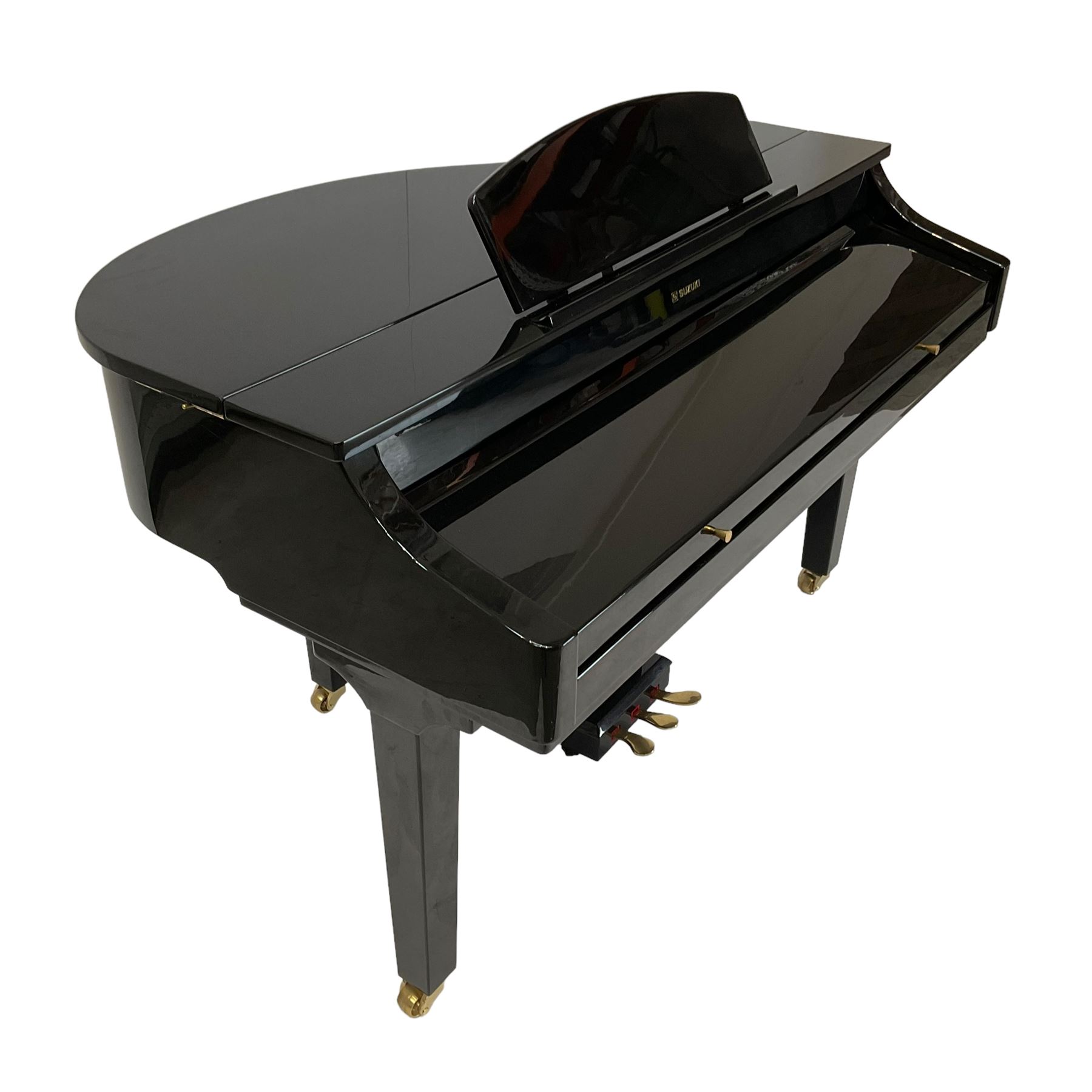 Suzuki HG-510e mini electric grand piano, in black lacquered case