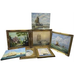 M J French (British 20th Century): Shipping Scenes, three oils on canvas signed and variou...