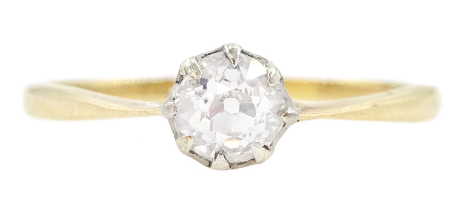 Early 20th century gold single stone old cut diamond ring, diamond approx 0.35 carat