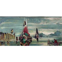 After Cecil Rochfort D'Oyly-John (British 1906-1993): Boats, impasto oil on panel bears signature 29cm x 60cm