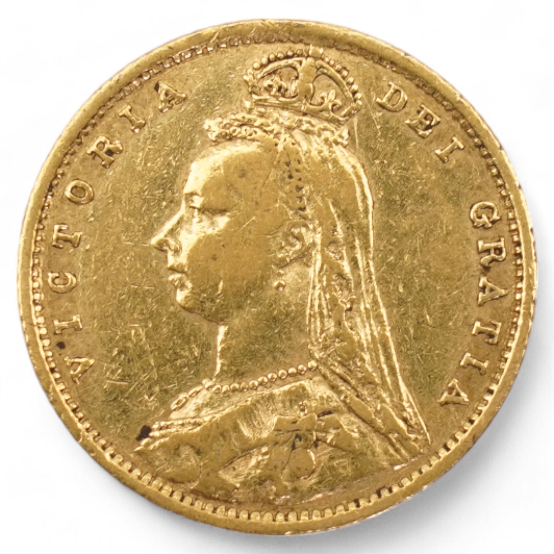 Queen Victoria 1892 gold half sovereign coin 