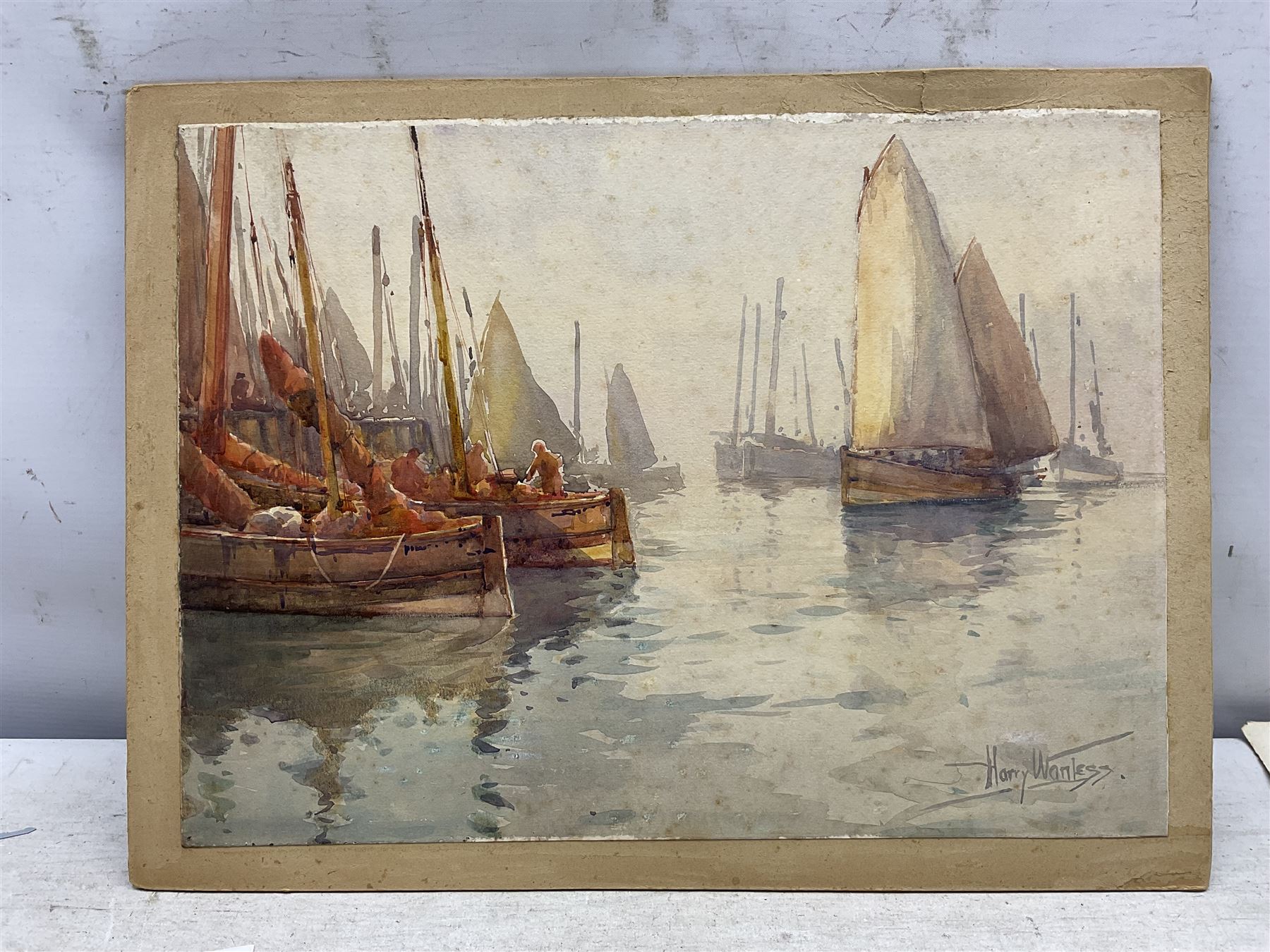 Harry Wanless (British c1872-1934): Herring Fleet off the West Pier Scarborough, watercolour signed 29cm x 39cm (unframed)
Provenance: direct from the artist's family, part of a collection never previously seen on the market