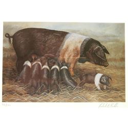 Robert E Fuller (British 1972-): Suckling Pigs, limited edition colour print signed and numbered 44/200 in pencil 17cm x 24cm