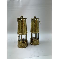 Two Brass Eccles miners lamps 