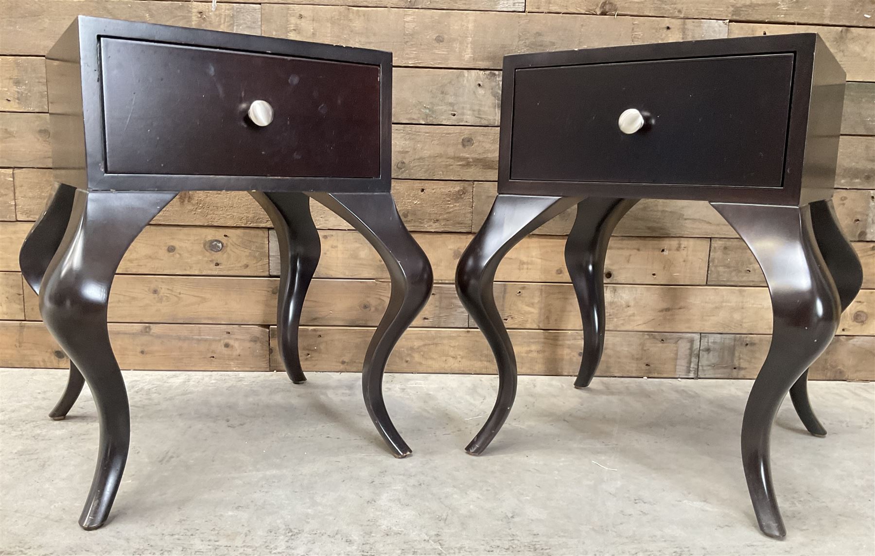 Pair of rosewood finish bedside chests