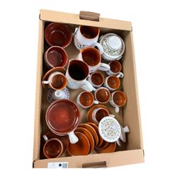 Moroccan coffee service, including cups, saucers, jugs etc, decorated with floral patterns  