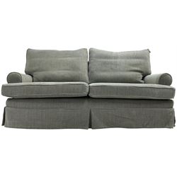 Multi-York - hardwood framed three-seat sofa, upholstered in pale blue fabric, traditional shaped with rolled arms
