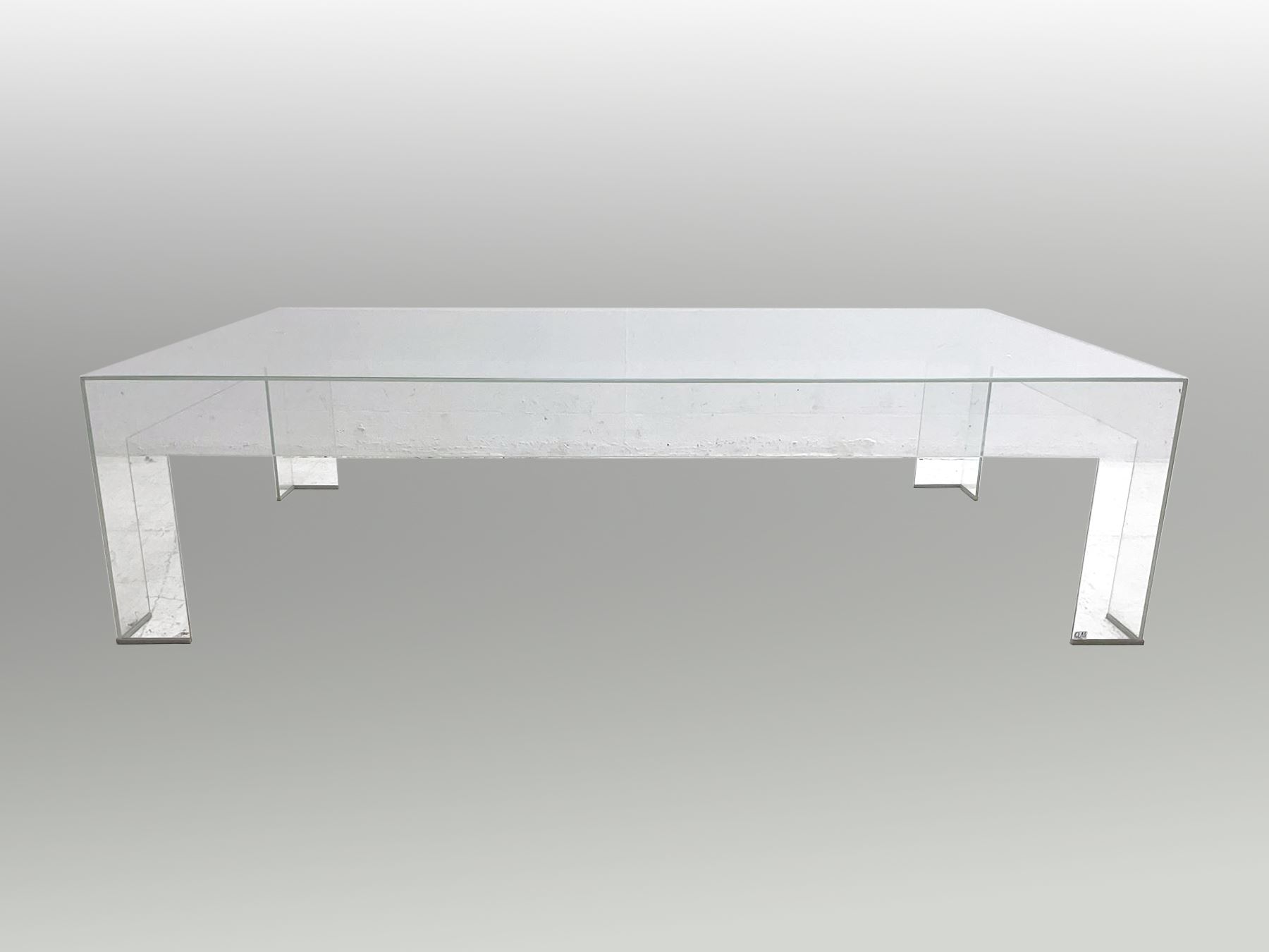 GLAS Italia - 'TAT05' contemporary glass coffee table, rectangular form on block supports 