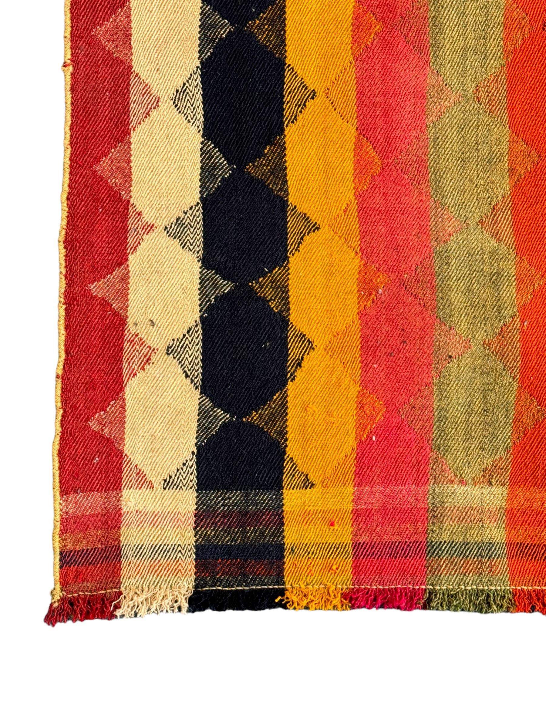 South West Persian Jajim Kilim decorated with multi-coloured stripes 