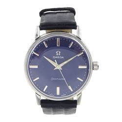 Omega Seamaster gentleman's manual wind wristwatch, Ref. 136.011 Cal. 601, blue dial with ...